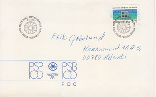 1987 Postipankki 100 vuotta ensipäiväkuori 1.