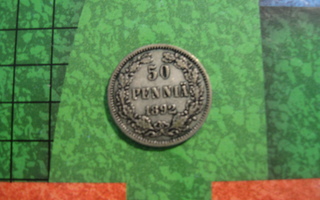50 penniä 1892 - hopeaa