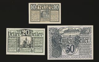 Itävalta Notgeld 10, 20, 50 Heller, Sankt Veit