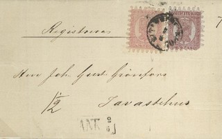 1870 luetteloitu kirje, 1 ½ luotia, Tampereelta Hämeenlinnaa