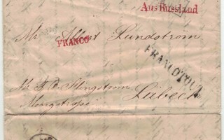 1857 Oulu maksettu kirje Preussin kautta Lyypekkiin - sisält
