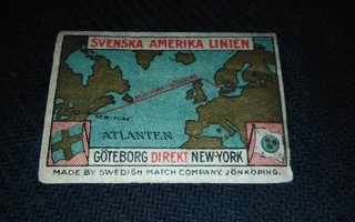 Laiva-aiheinen Tikkuaski Etiketti Svenska Amerika PK160/12
