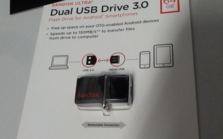 SANDISK ULTRA DUAL USB 3.0 MUISTI 64GB (+)
