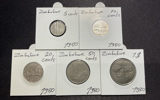 Rhodesian jälkeen Zimbabwe 1980 - 5 kpl