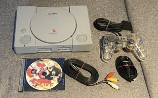 Huollettu Playstation 1 PS1 Pelikonsolipaketti