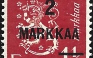 1937 M-30 Leijona lp 2/1½ mk punainen ** LaPe 202 LP Lm1