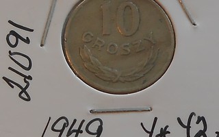 PUOLA  10 Groszy   v.1949   Y#42   Circ.