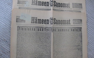 Sanomalehti : Hämeen Sanomat  2 kpl
