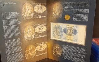 Viro erikois 10 kroonin seteli 2008 + kolikko kansiossa