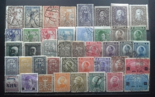 JUGOSLAVIA VANHAA 1918-24 postimerkkejä **/*/o 42 kpl