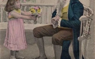 ISOVANHEMMUUS / Tyttö tuo ukille kukkia. 1900-l.