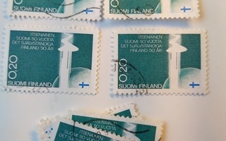 Itsenäinen Suomi 50 vuotta postimerkki 0,20 mk
