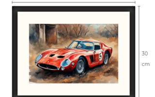 Taulu Latolöytö Ferrari 250 GTO 30 cm x 40 cm kehyksineen