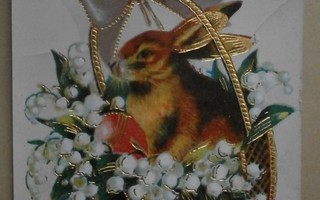 Pääsiäispupu ja kukkia korissa, vanha Pääsiäispk, p. 1929