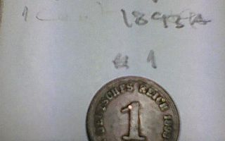 Saksa 1 pfennig 1893A, km#1
