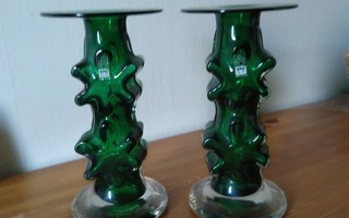 Riihimäen Lasi Oy Kasperi kynttilänjalka X 2 vihreät