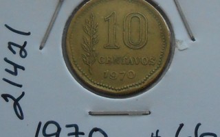 ARGENTINA  10 Centavos  v.1970  KM#66  Circ.