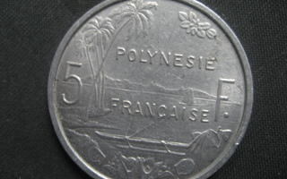 1.   Ranskan Polynesia  5 Francs  1965  KM # 4  Alumiini