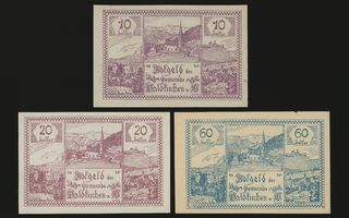 Itävalta Notgeld 10, 20, 60 Heller, Waldkirchen 1920a