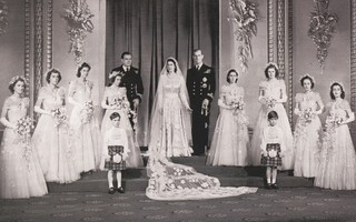 Kuningatar Elizabeth ja Philip, hääkuva 1947 (isohko kortti)