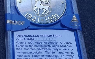 Ahvenanmaa Åland 100 mk Proof 1921 - 1991 harvinainen (700)
