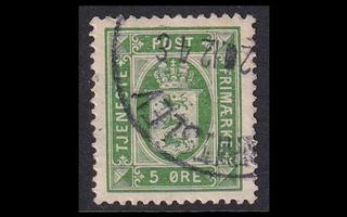 Tanska D_14 o Virkamerkki 5 öre vihreä (1914)