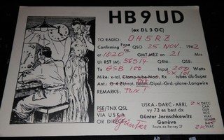 Sveitsi - Kotka QSO kortti 1962 PK800/7