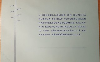Kutsukortteja Kajaanin sähkölaitos 1961