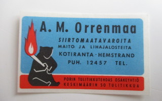 TT ETIKETTI - KOTIRANTA A.M ORRENMAA  T-0421