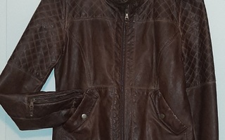 Zara Trafaluc takki XL 40 ruskeaa keinonahkaa