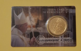 Vatikaani coincard 0.50€ 2022, n°13