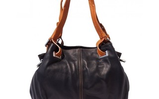 Black/Tan Soft calf-skin leather shoulder bag