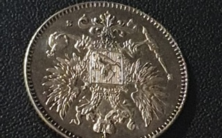 50 penniä 1916 hopeaa kolikko