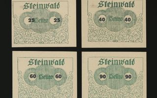 Itävalta Notgeld 25, 40, 60, 90 Heller, Steinwald