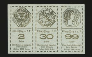 Itävalta Notgeld 2, 30, 99 Heller, Wimpassing 1920