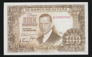 Espanja 100 Pesetas 1953, P145 UNC