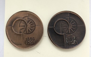 Postisäästöpankki 1886 - 1961 mitali ( 2kpl )