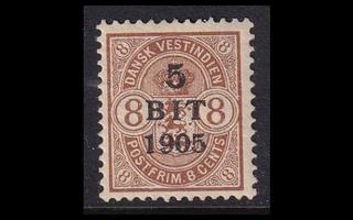 Tanskan Länsi-Intia 40 * 5 BIT 1905 / 8 cents päällepaina