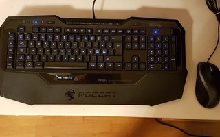 Roccat pelinäppäimistö ja Logitech hiiri (pikkuvikaiset)