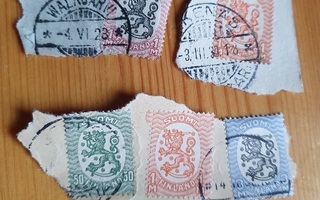 Vanhoja merkkejä Saarinen 3 mk, 3 x 1 mk, 50 penniä loisto