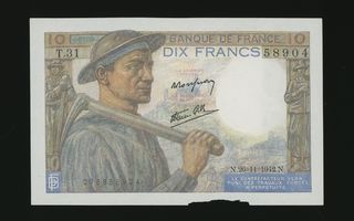 Ranska 10 Francs 26.11.1942, P99 VF