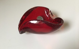 Punainen MURANO lasi tuhkakuppi, rubininpunainen, 410g