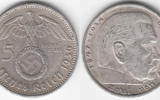 Saksa Third Reich 5 reichsmark 1936