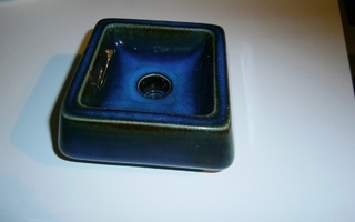 Vintage sini-vihreä-ruskea kynttilänjalka (Gustavsberg)
