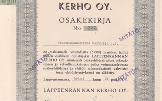 1952 Lappeenrannan Kerho Oy, Lappeenranta osakekirja