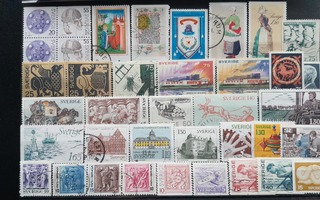 RUOTSI 1970-80 luku LEIMATTUJA postimerkkejä 38 kpl