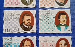 Shakki-aiheisia postimerkkejä 6 kpl