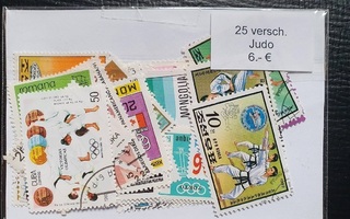 Judo 25 postimerkin kokoelma eri maista