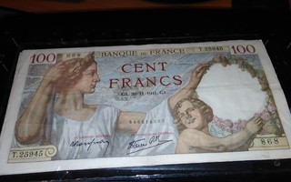 Ranska France 100 Francs 1939-42 käytetty seteli 1kpl/7€