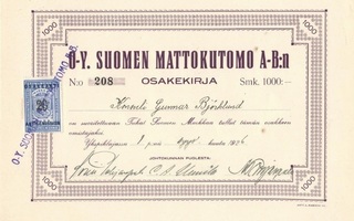 1926 Suomen Mattokutomo Oy, Ykspihlaja osakekirja